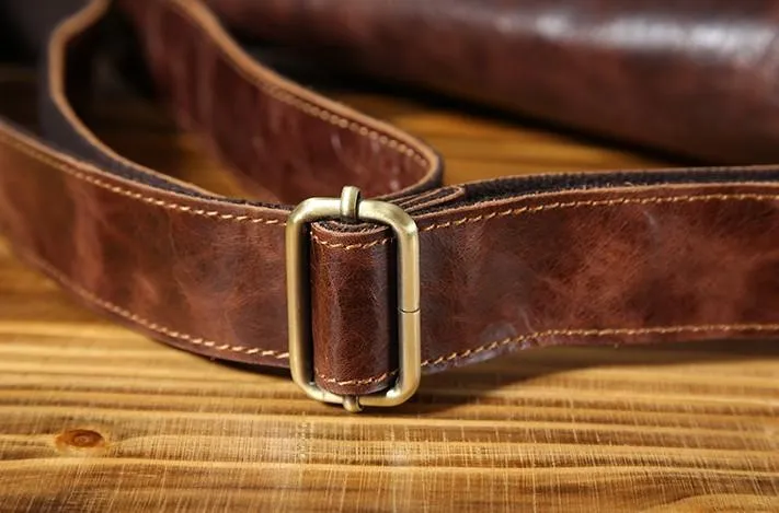 Handmade Cool Leather Mens Shoulder Bag Messenger Bag Bike Bag for men