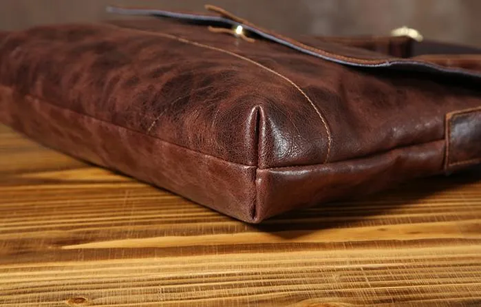 Handmade Cool Leather Mens Shoulder Bag Messenger Bag Bike Bag for men
