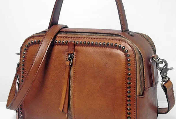 Handmade Leather handbag purse shoulder bag for women leather shopper bag