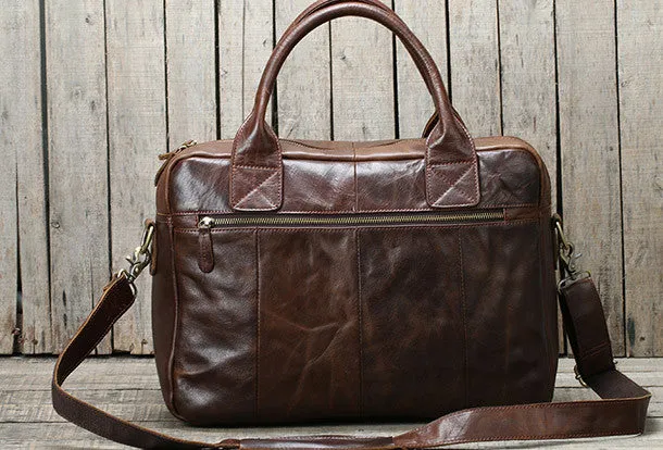 Handmade leather men Briefcase messenger large vintage shoulder laptop bag vintage bag