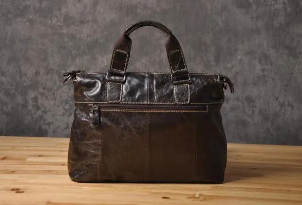 Handmade leather men Briefcase messenger vintage shoulder laptop bag vintage bag