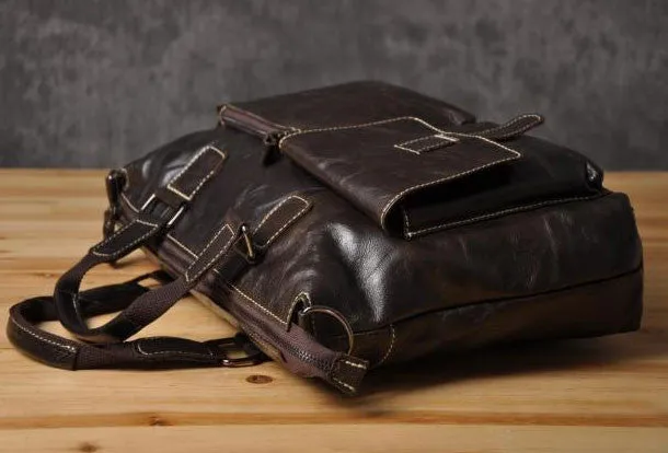 Handmade leather men Briefcase messenger vintage shoulder laptop bag vintage bag
