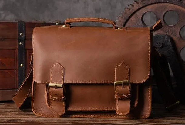 Handmade leather men Vintage messenger Bags Cool Shoulder Bag laptop Bags