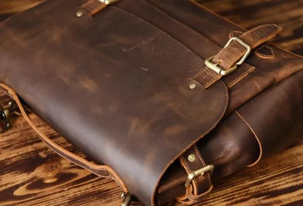 Handmade leather mens Briefcases Messenger bags Vintage Laptop Briefcases Business Briefcases
