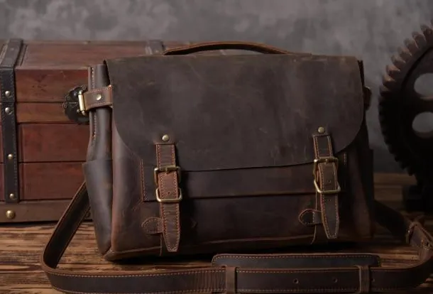 Handmade leather mens Briefcases Messenger bags Vintage Laptop Briefcases Business Briefcases