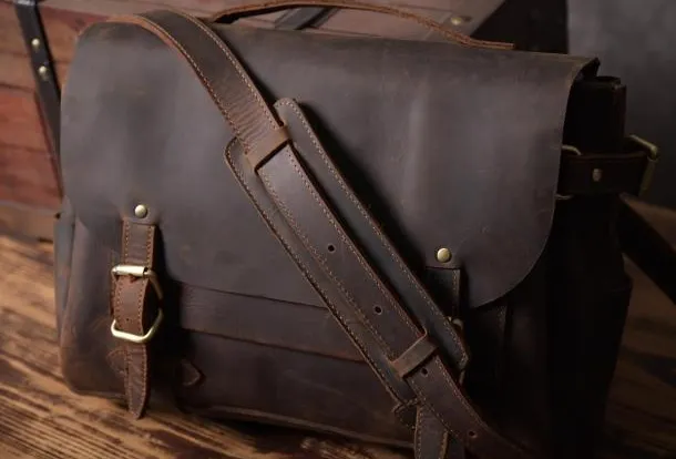 Handmade leather mens Briefcases Messenger bags Vintage Laptop Briefcases Business Briefcases