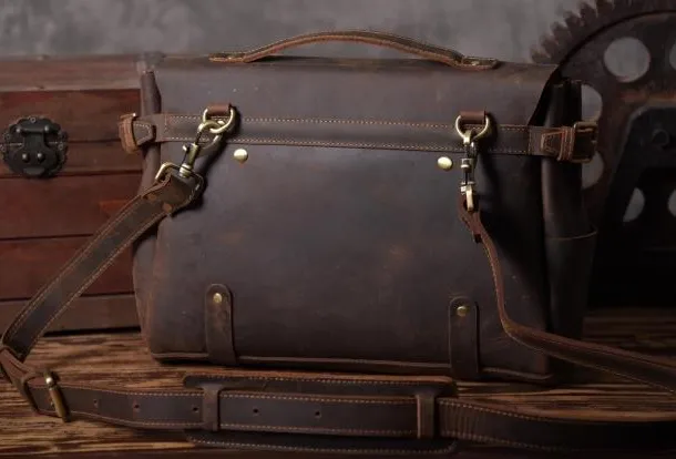 Handmade leather mens Briefcases Messenger bags Vintage Laptop Briefcases Business Briefcases