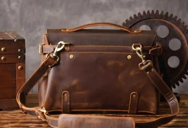 Handmade leather mens Briefcases Messenger bags Vintage Laptop Briefcases Business Briefcases