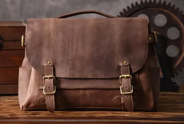 Handmade leather mens Briefcases Messenger bags Vintage Laptop Briefcases Business Briefcases