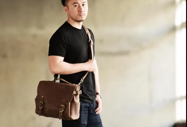 Handmade leather mens Briefcases Messenger bags Vintage Laptop Briefcases Business Briefcases