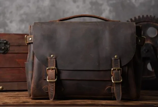 Handmade leather mens Briefcases Messenger bags Vintage Laptop Briefcases Business Briefcases