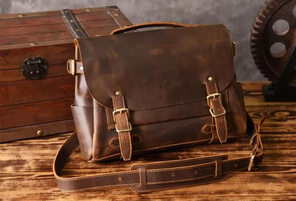 Handmade leather mens Briefcases Messenger bags Vintage Laptop Briefcases Business Briefcases