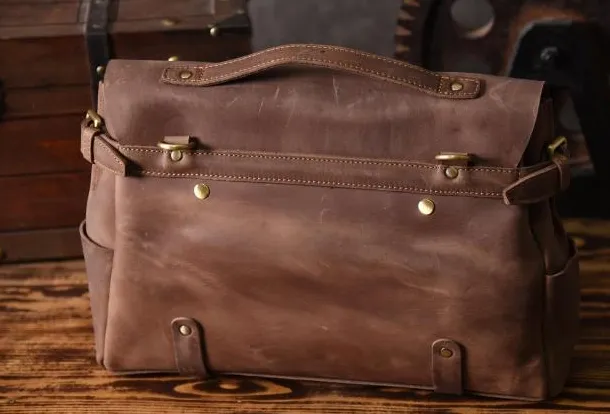 Handmade leather mens Briefcases Messenger bags Vintage Laptop Briefcases Business Briefcases