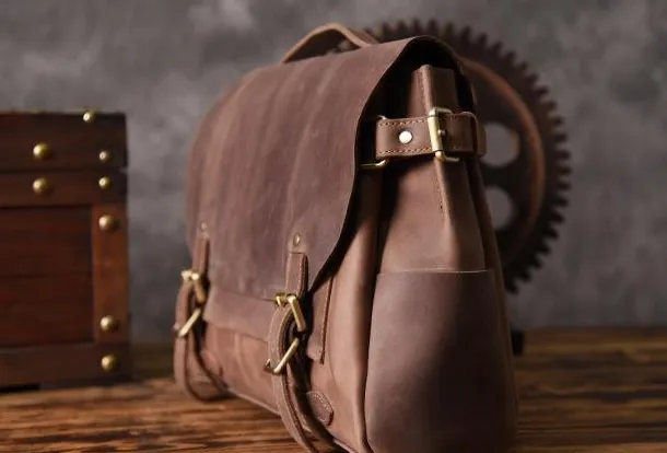 Handmade leather mens Briefcases Messenger bags Vintage Laptop Briefcases Business Briefcases