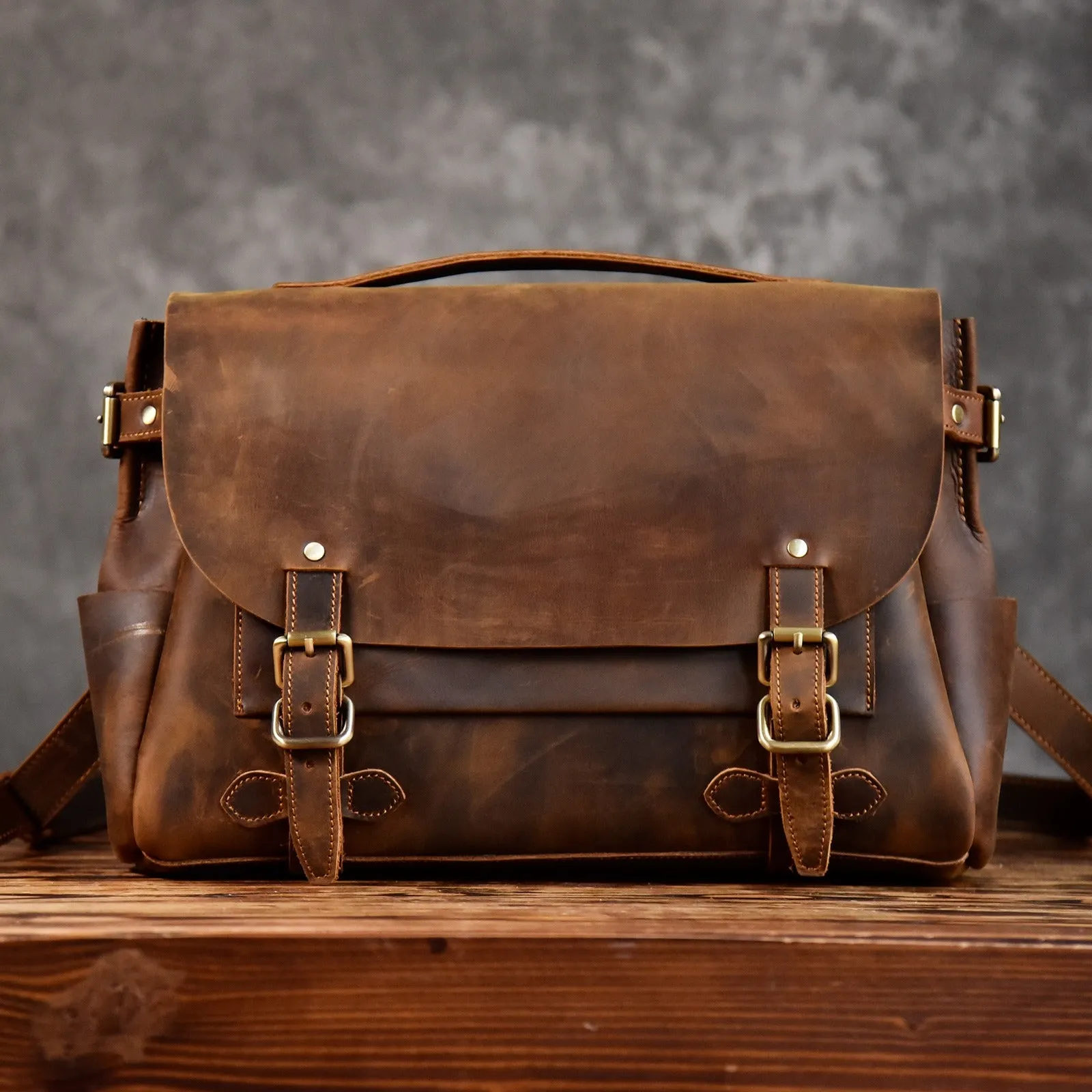Handmade leather mens Briefcases Messenger bags Vintage Laptop Briefcases Business Briefcases