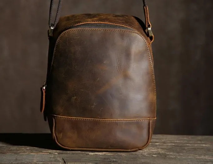 Handmade Leather Mens Cool Small Shoulder Bags Messenger Bag for men