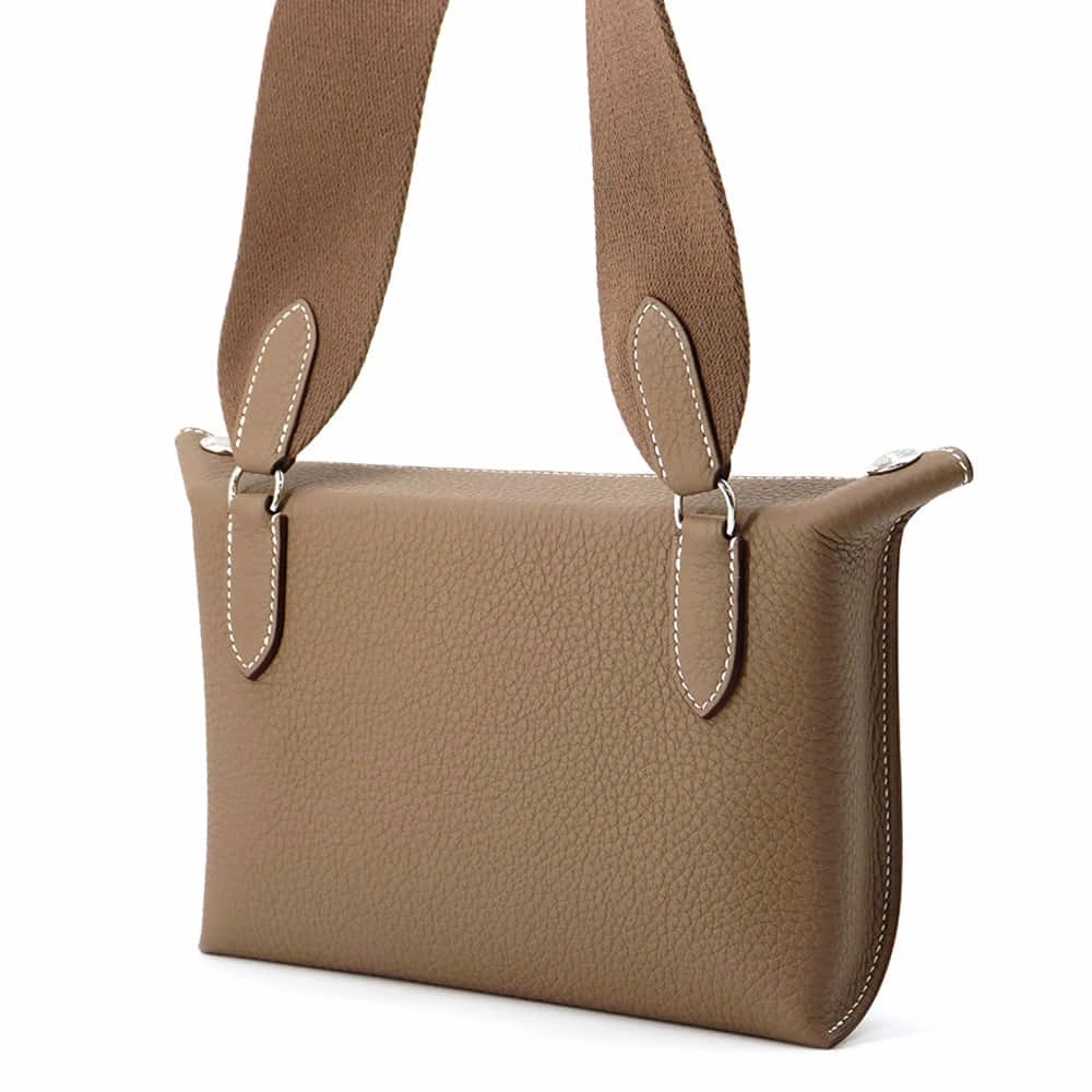 HERMES Videpoches Shoulder Bag Etoupe Togo Leather
