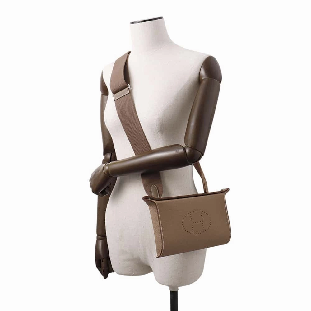HERMES Videpoches Shoulder Bag Etoupe Togo Leather