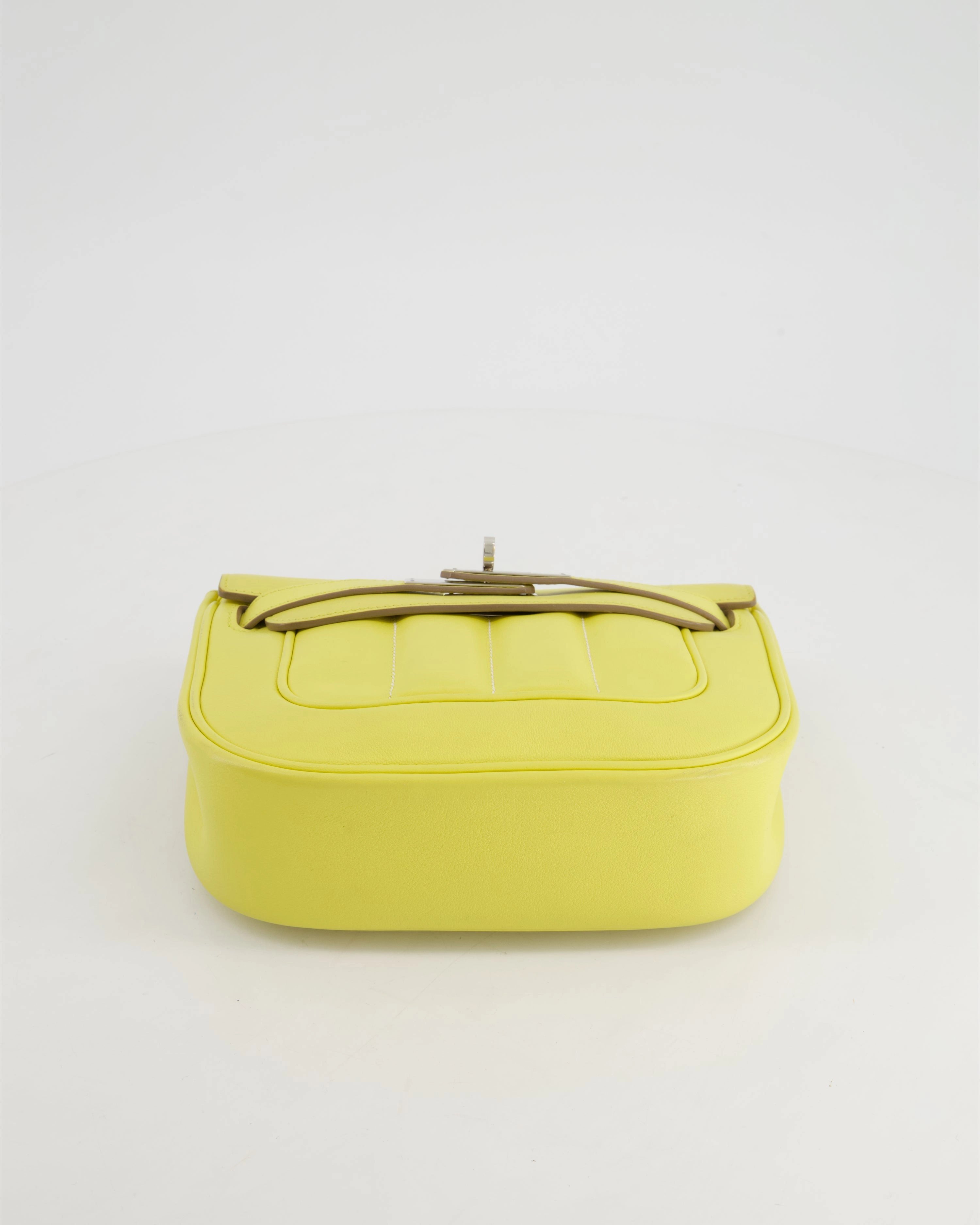 Herms Berline Mini Crossbody Bag in Soufre Swift Leather with Palladium Hardware