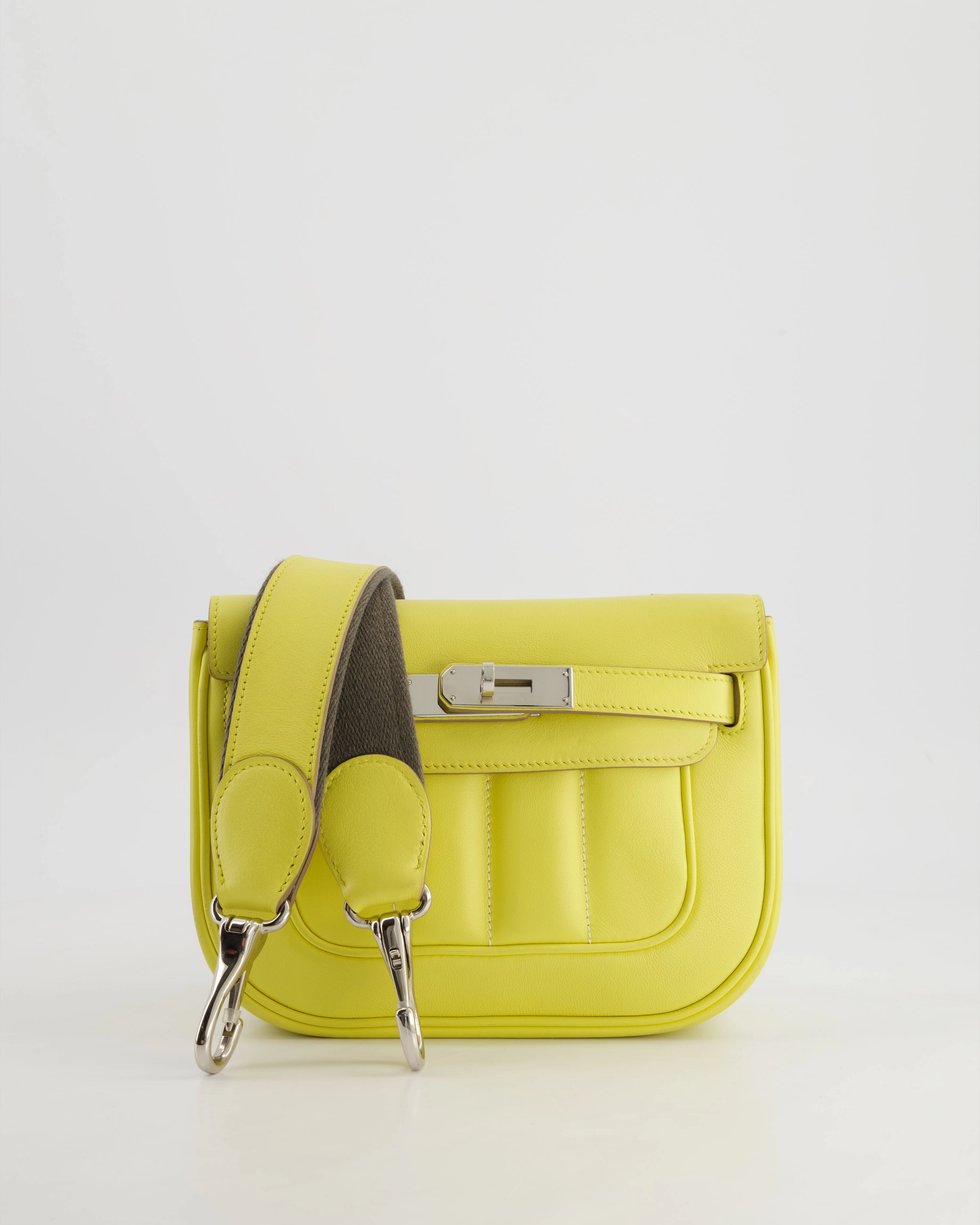 Herms Berline Mini Crossbody Bag in Soufre Swift Leather with Palladium Hardware