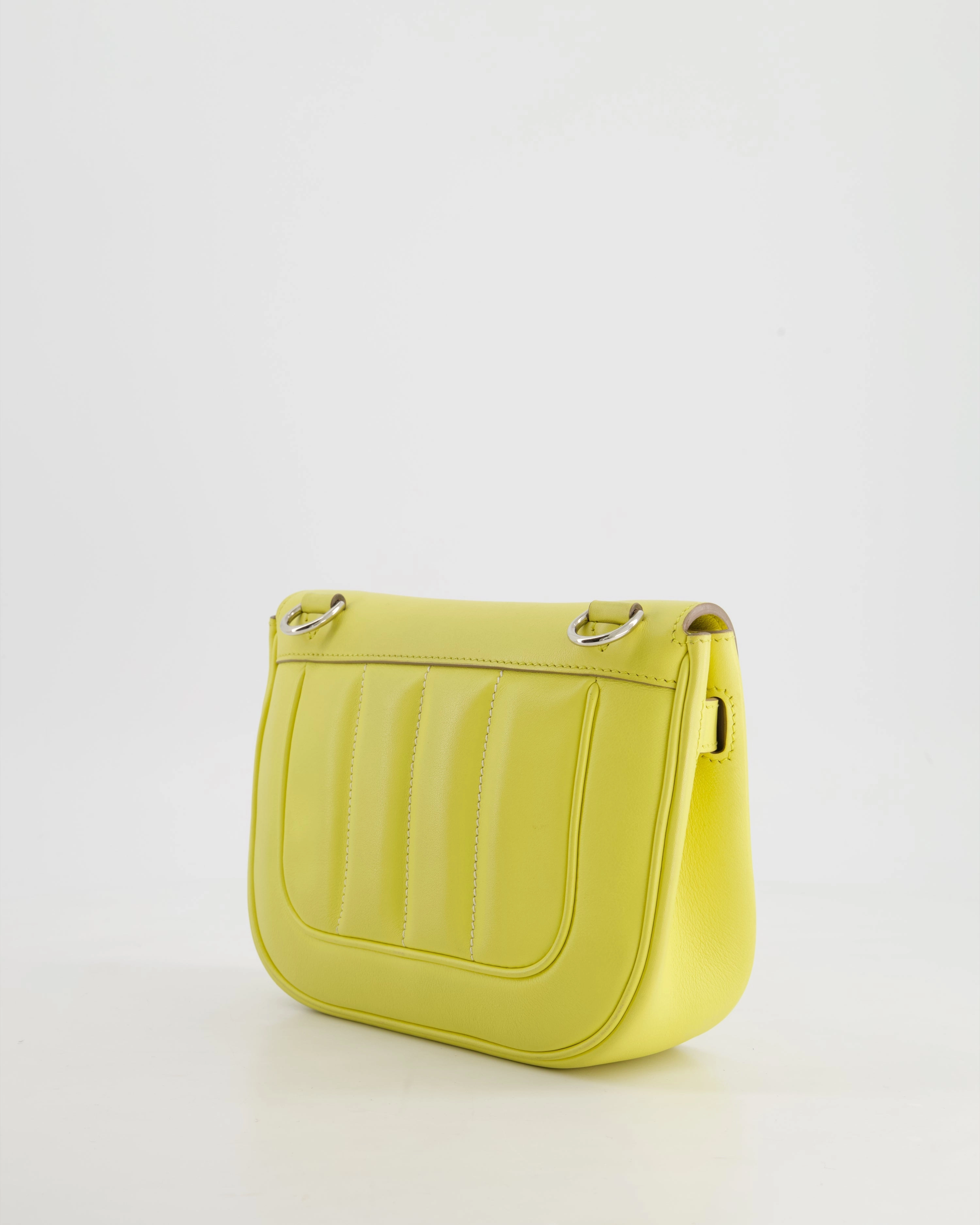 Herms Berline Mini Crossbody Bag in Soufre Swift Leather with Palladium Hardware