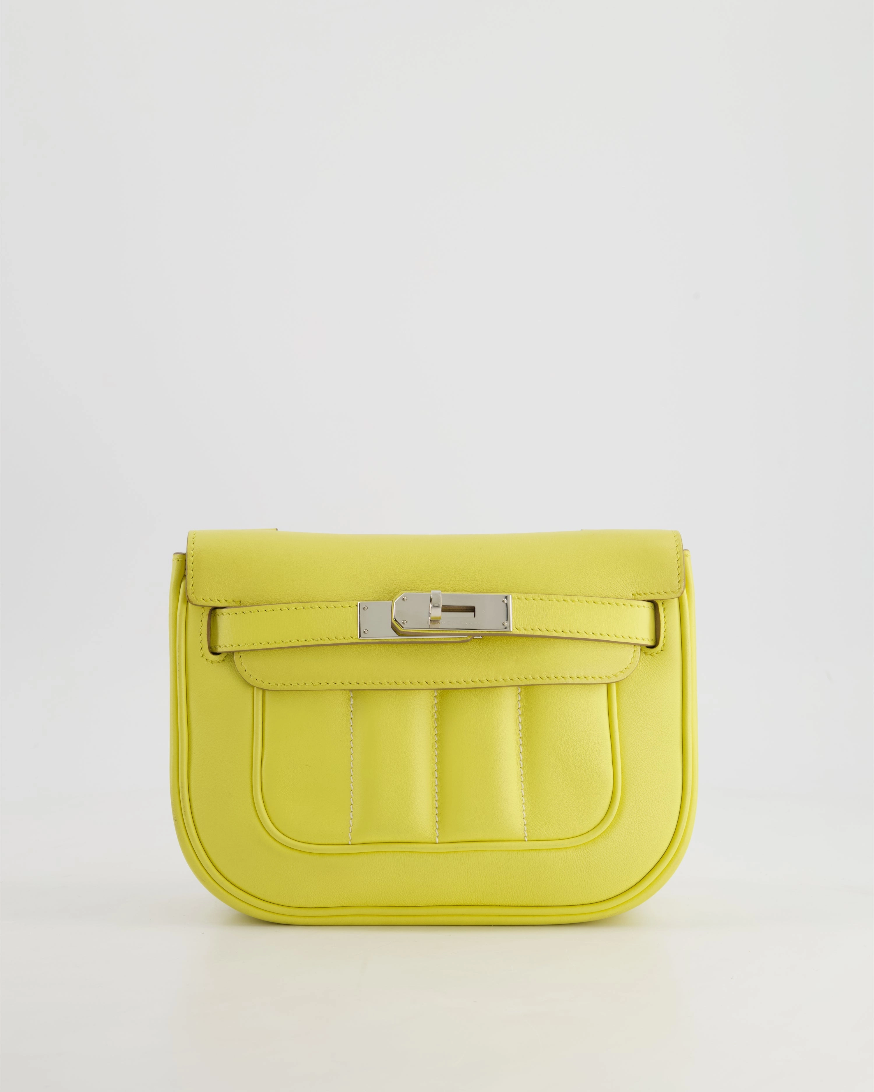 Herms Berline Mini Crossbody Bag in Soufre Swift Leather with Palladium Hardware