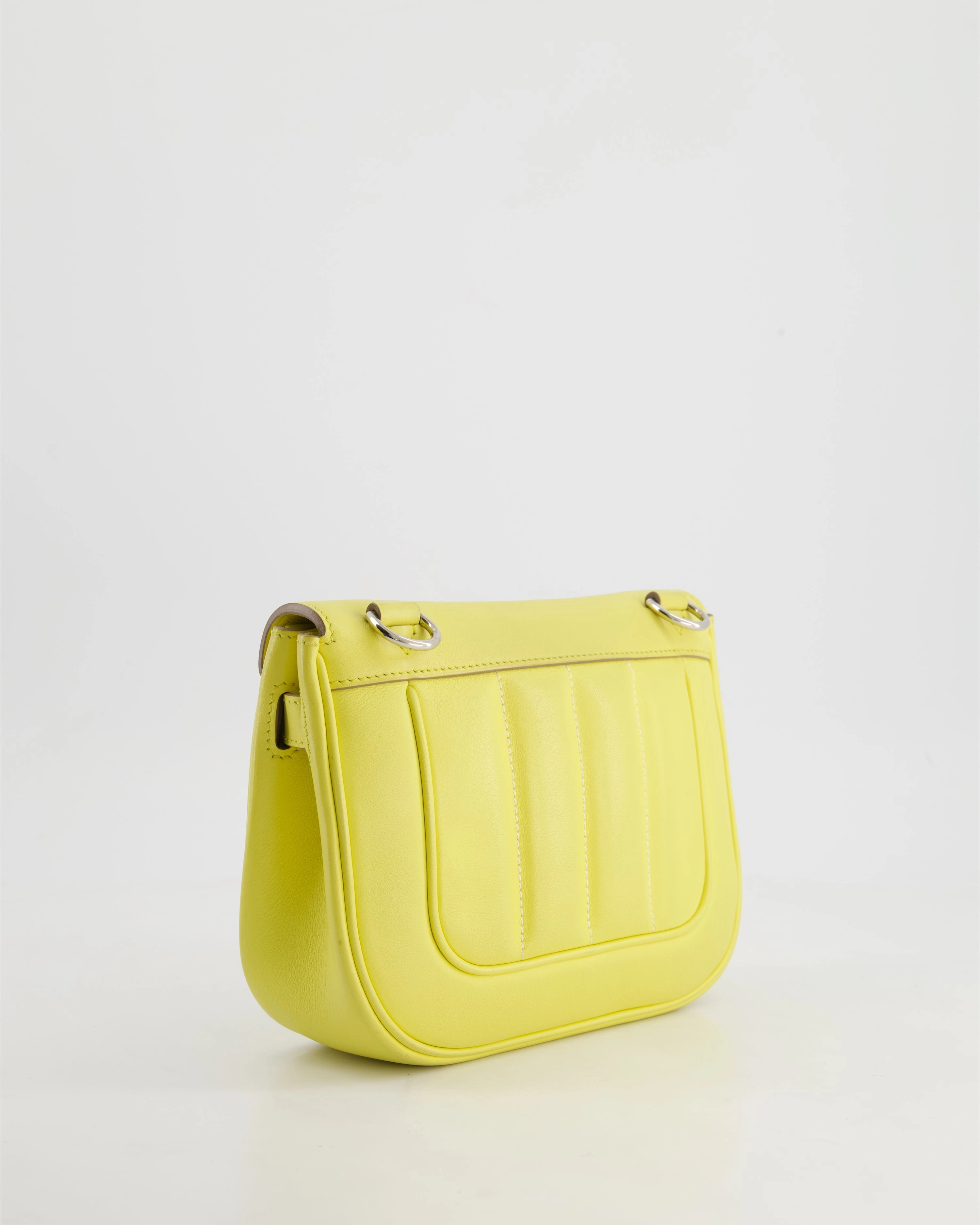 Herms Berline Mini Crossbody Bag in Soufre Swift Leather with Palladium Hardware