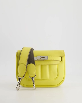 Herms Berline Mini Crossbody Bag in Soufre Swift Leather with Palladium Hardware