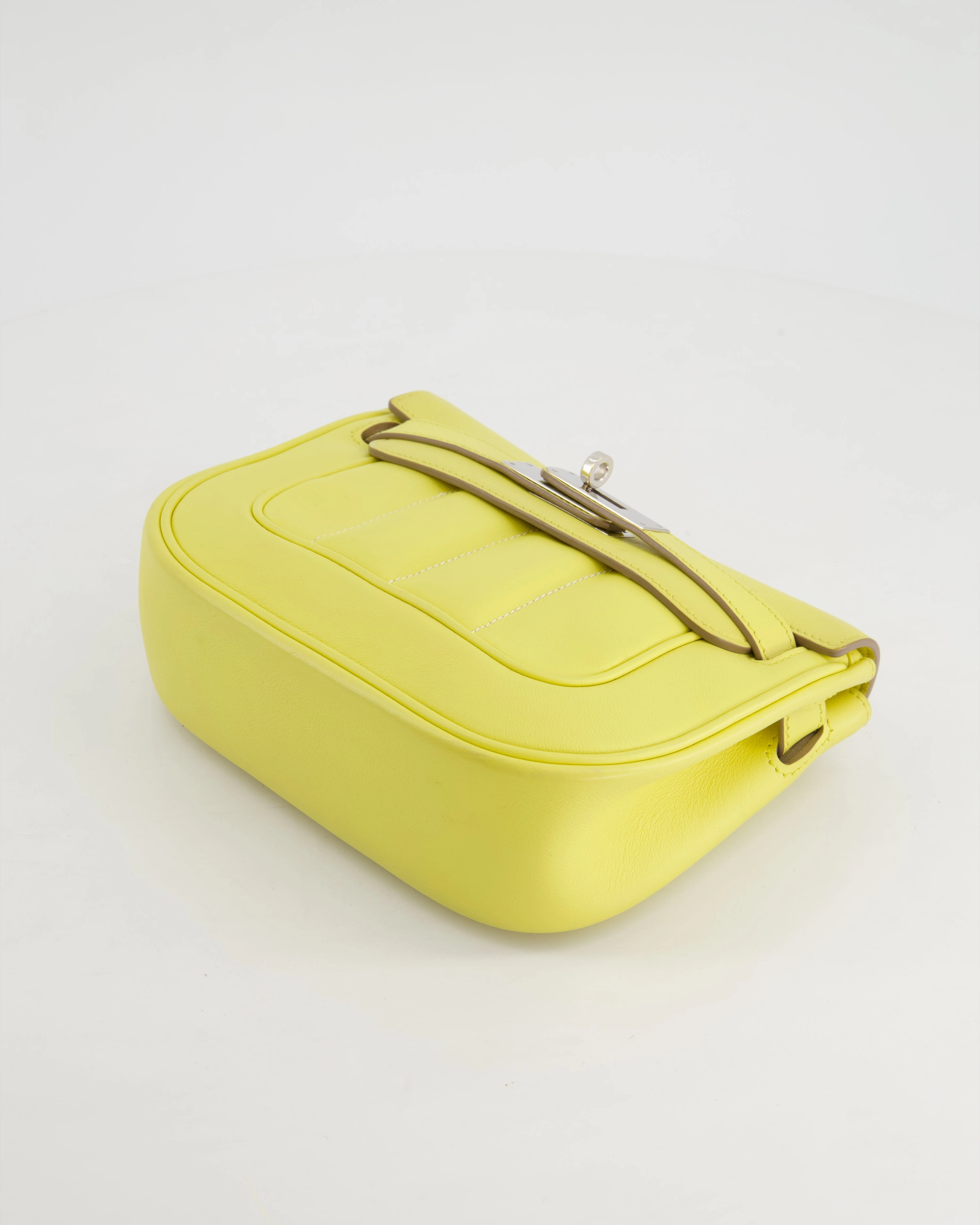 Herms Berline Mini Crossbody Bag in Soufre Swift Leather with Palladium Hardware