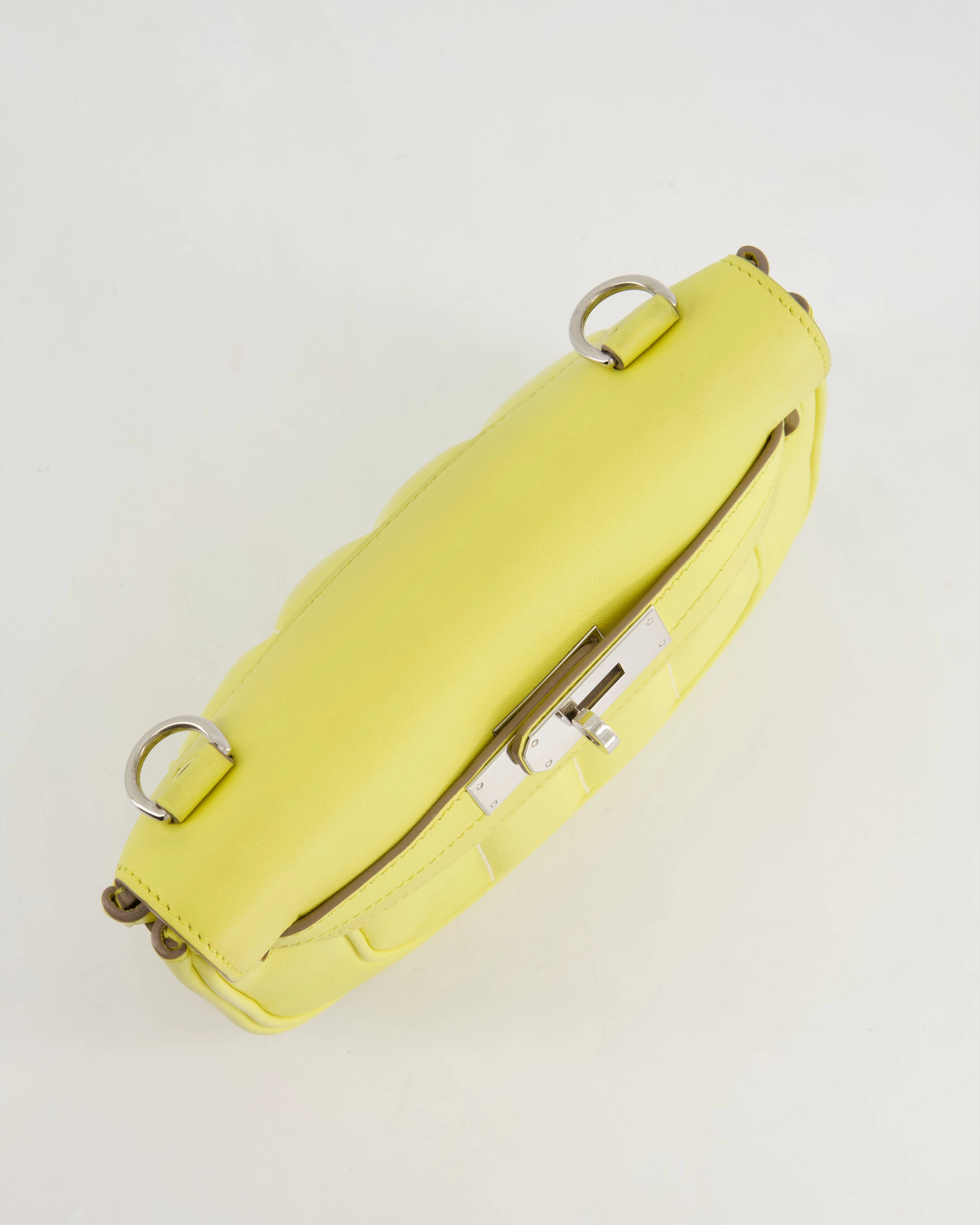 Herms Berline Mini Crossbody Bag in Soufre Swift Leather with Palladium Hardware