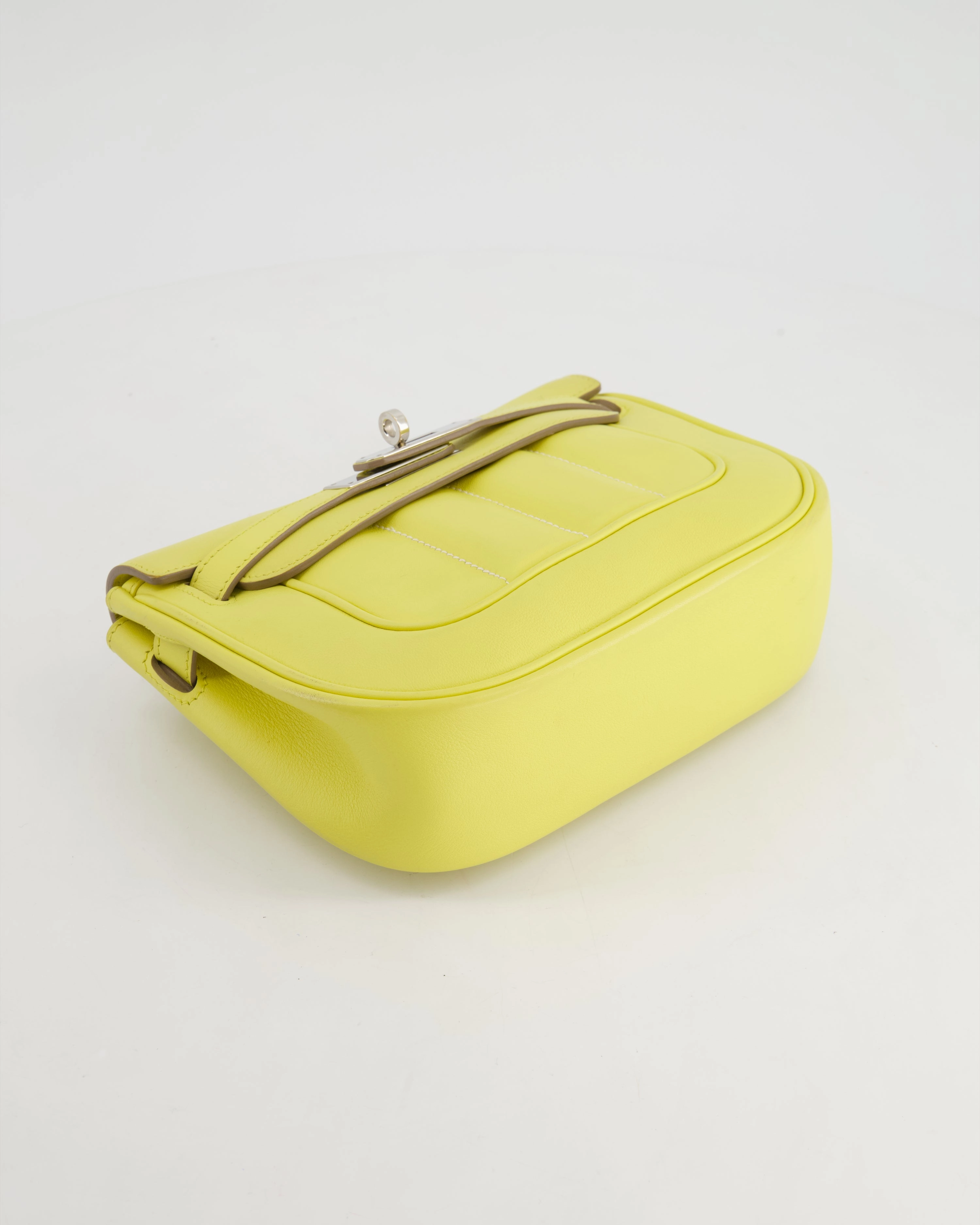 Herms Berline Mini Crossbody Bag in Soufre Swift Leather with Palladium Hardware