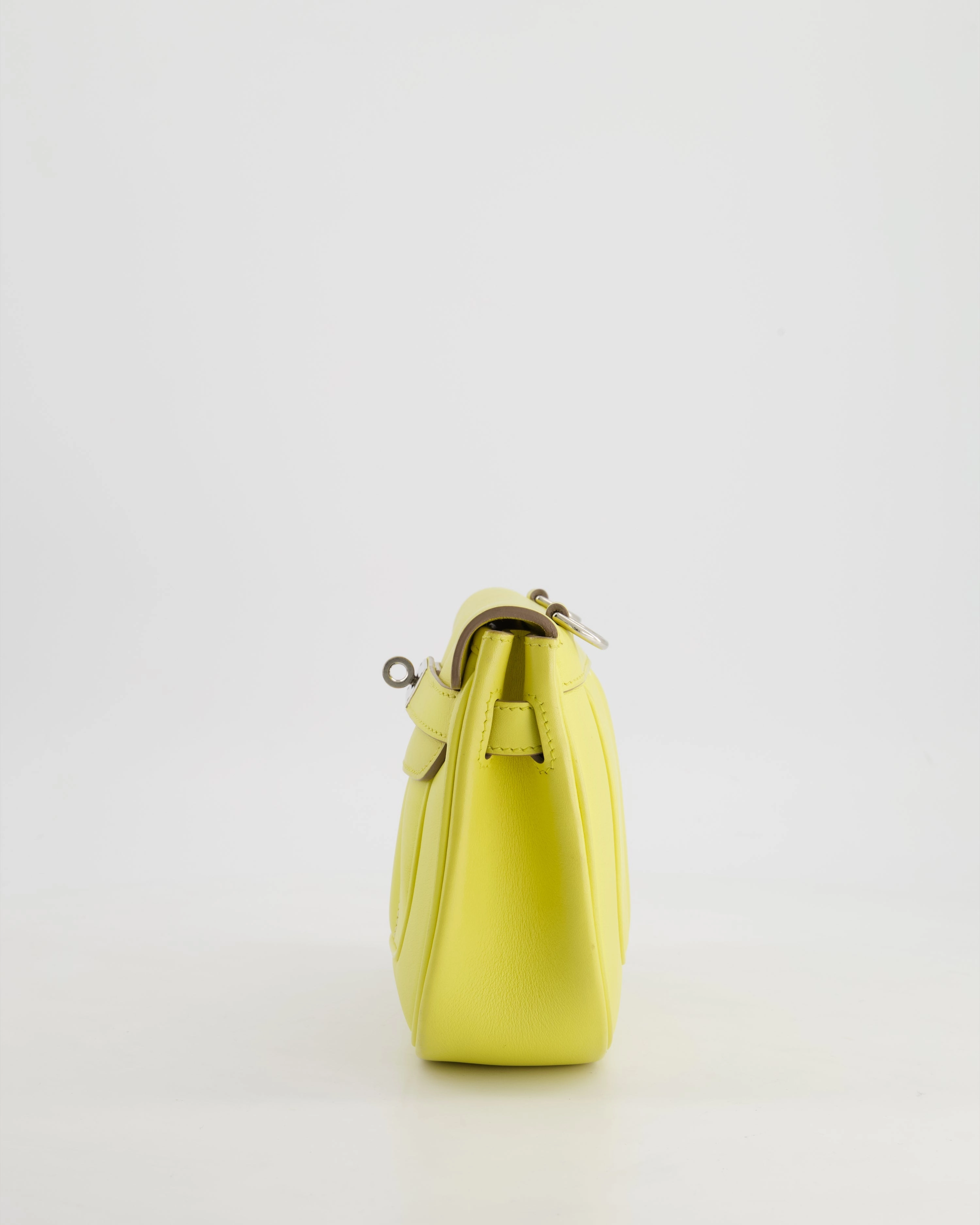 Herms Berline Mini Crossbody Bag in Soufre Swift Leather with Palladium Hardware