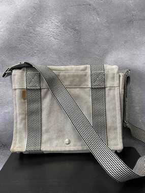 Herms Canvas Crossbody JZ33430900 Ivory Crossbody Bag