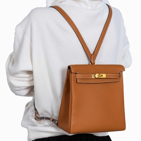 Herms Kelly Ado II Backpack Gold Clemence Gold Hardware * 2018