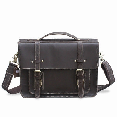 High Grade Crazy Horse Leather Men Briefcase Vintage Genuine Leather Bag Casual Fashion 13"