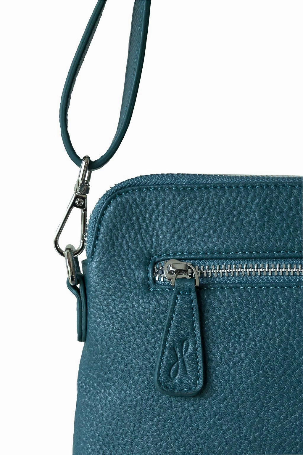 HOOPLA LEATHER MINI CROSSBODY SLOUCH/CLUTCH TEAL BLUE