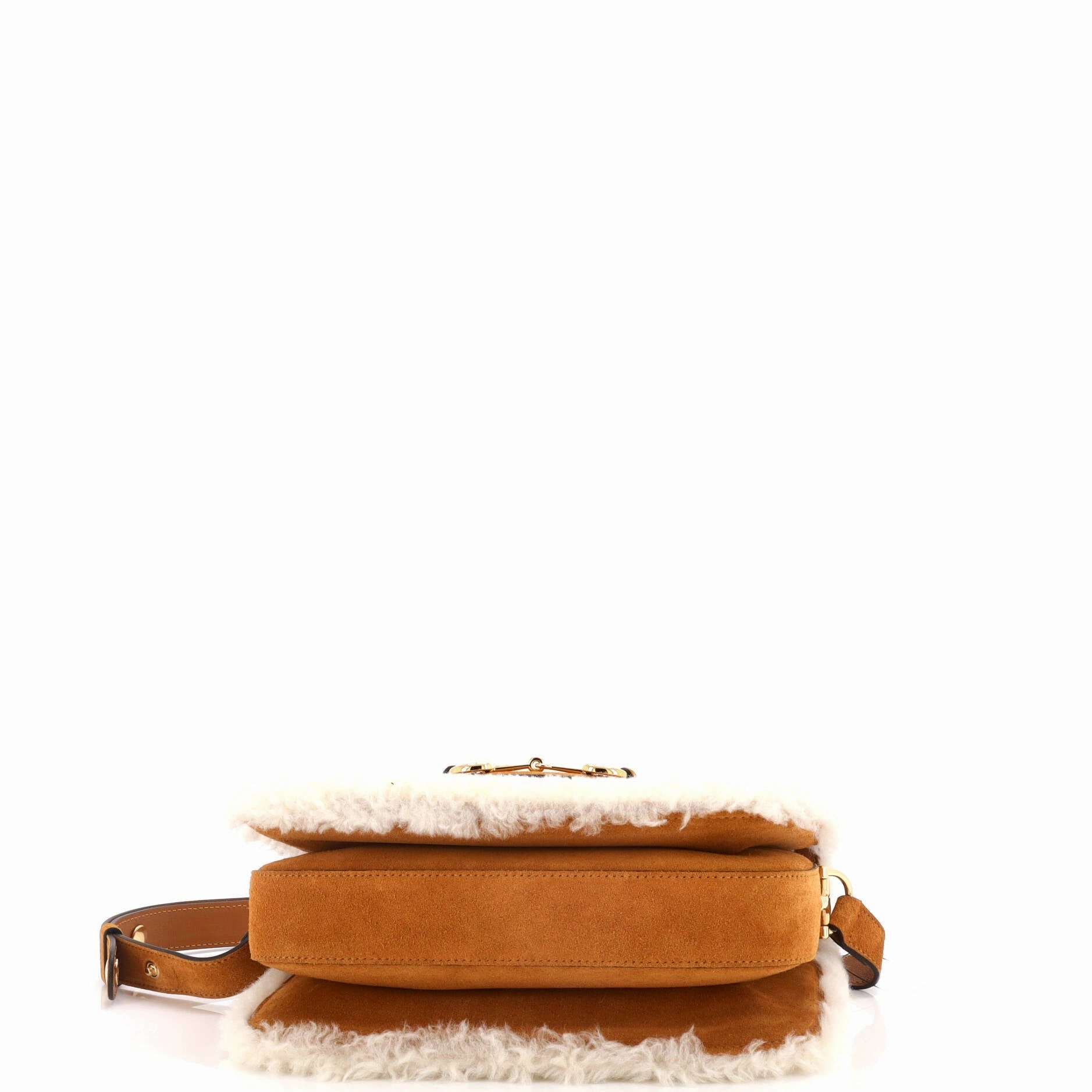 Horsebit 1955 Shoulder Bag Suede with Shearling Small