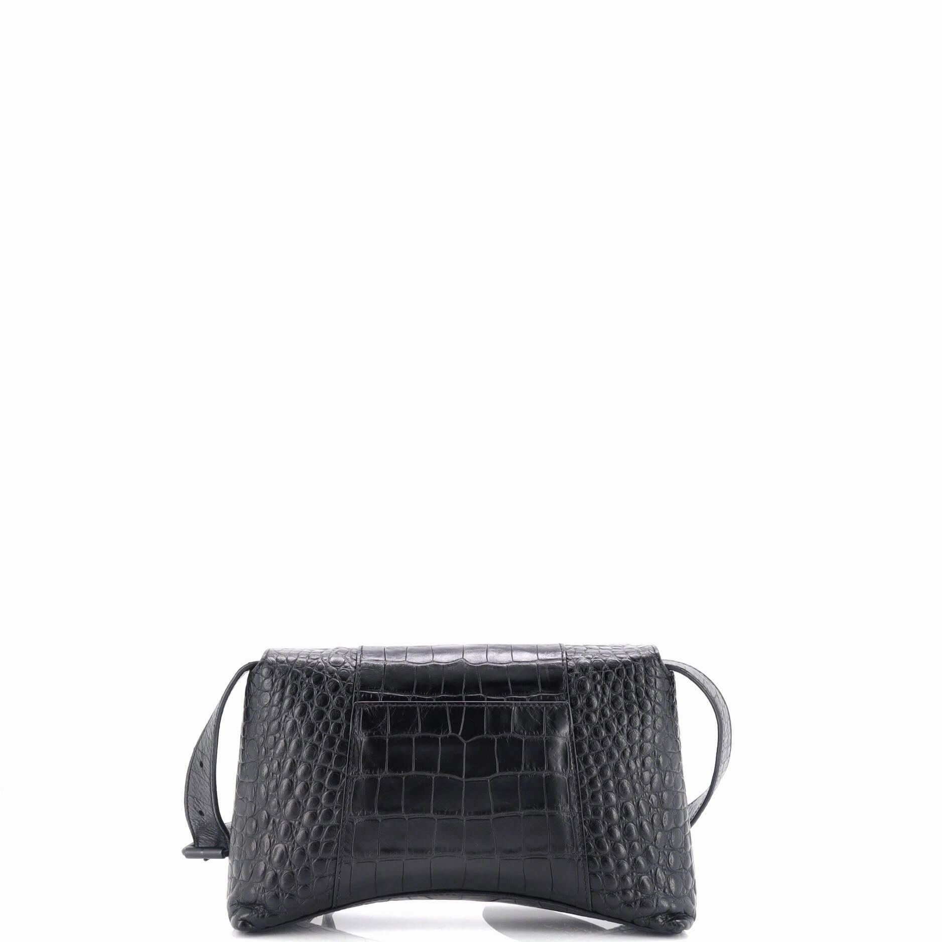 Hourglass Sling Shoulder Bag Crocodile Embossed Leather Small