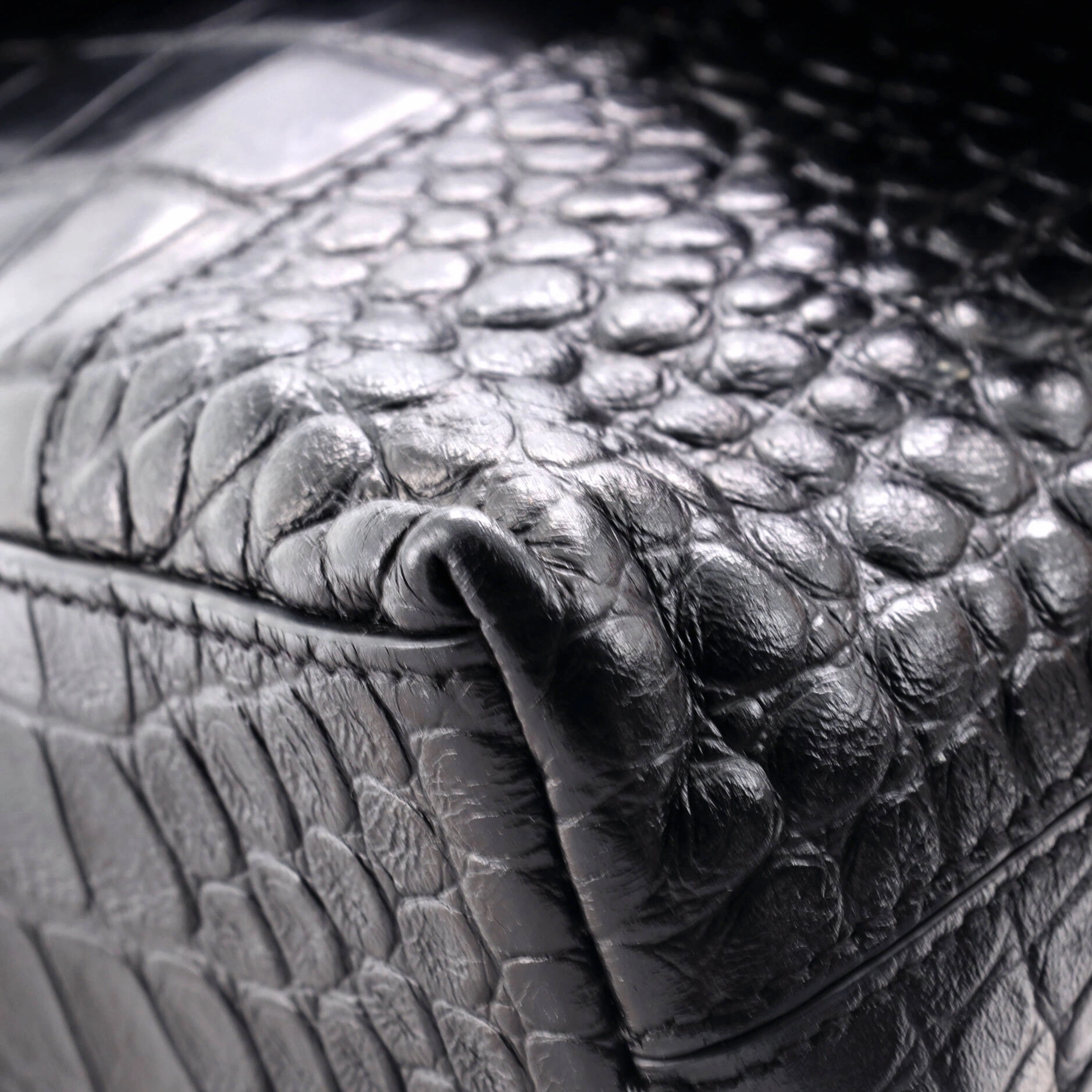 Hourglass Sling Shoulder Bag Crocodile Embossed Leather Small