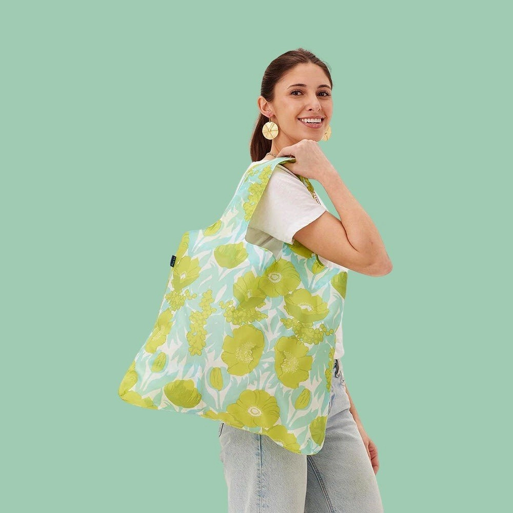 Icelandic Poppies Ocean blu Reusable Shopping Bag-Machine washable