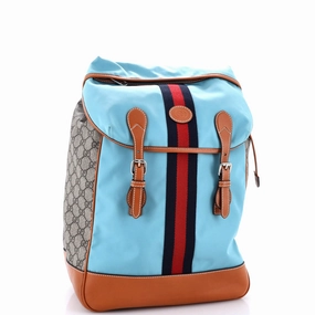 Interlocking G Patch Flap Buckle Backpack Nylon and GG Coated Canvas