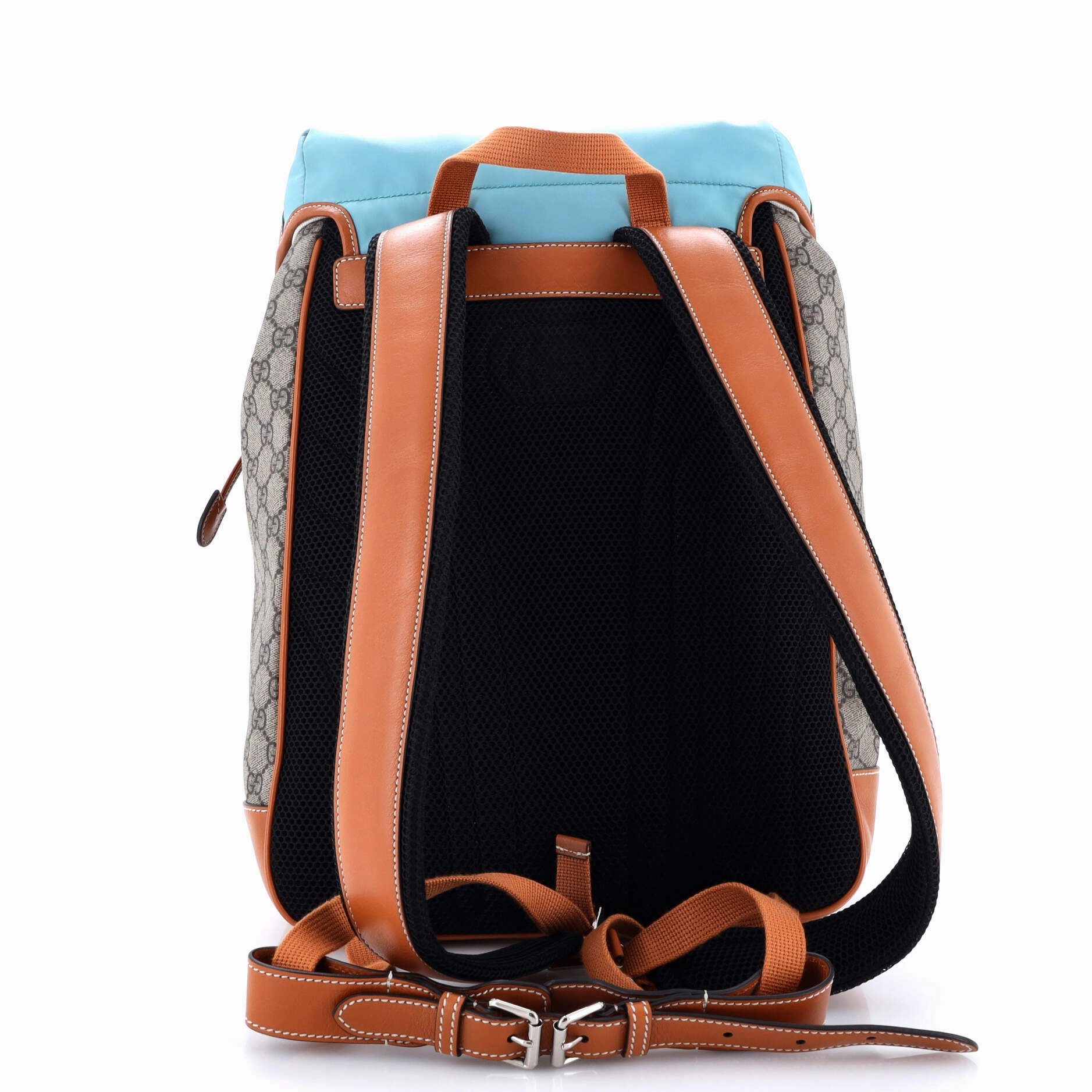 Interlocking G Patch Flap Buckle Backpack Nylon and GG Coated Canvas
