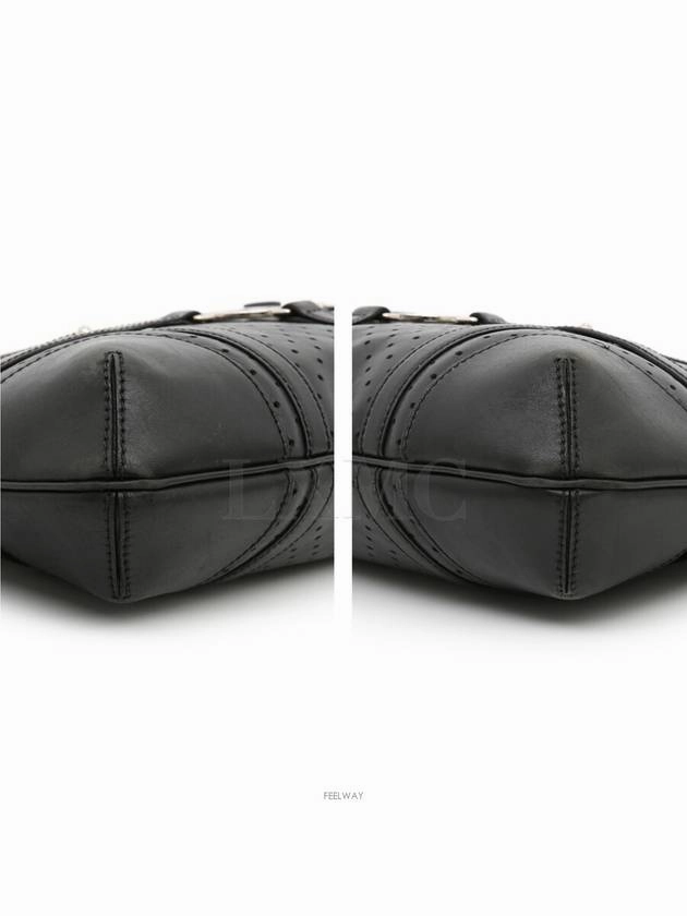 Interlocking perforated GG black shoulder bag 114887