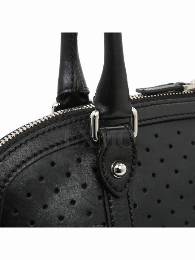 Interlocking perforated GG black shoulder bag 114887