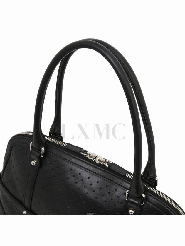 Interlocking perforated GG black shoulder bag 114887