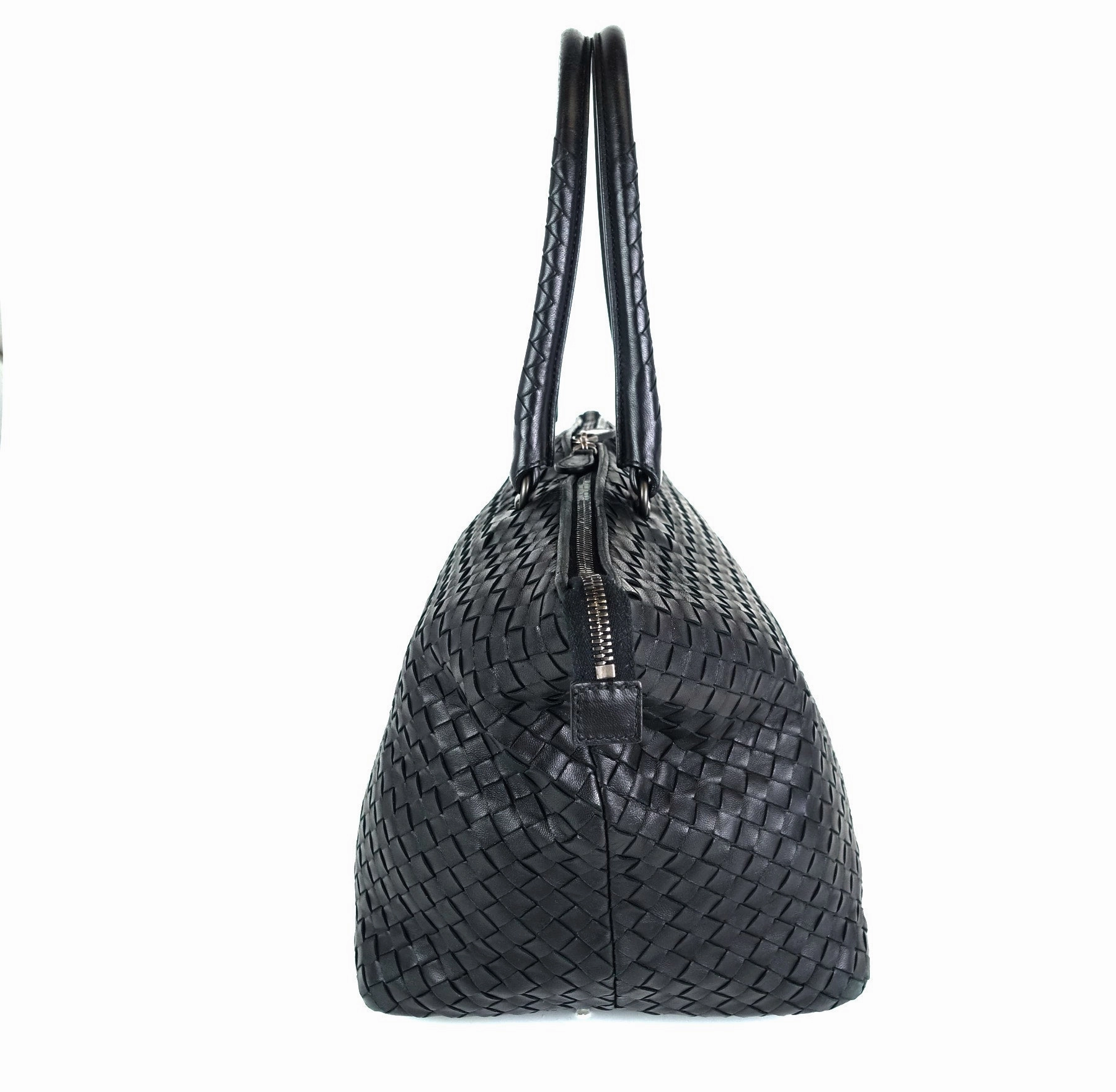 Intrecciato Nappa Leather Top Zip Handbag