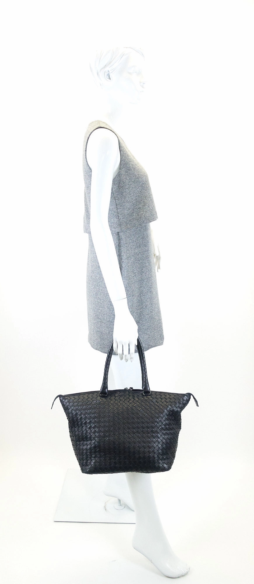 Intrecciato Nappa Leather Top Zip Handbag