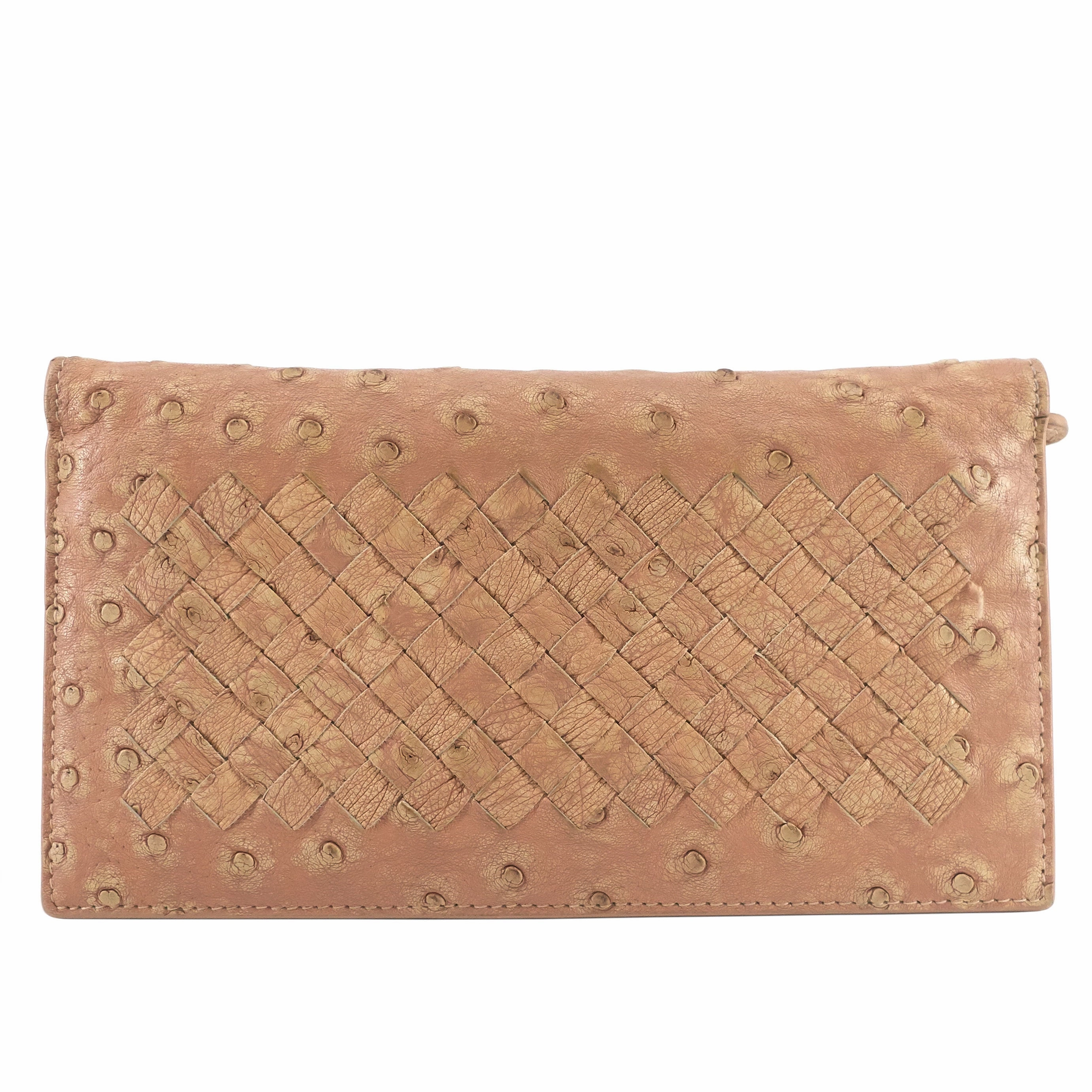 Intrecciato Ostrich Leather Long Wallet