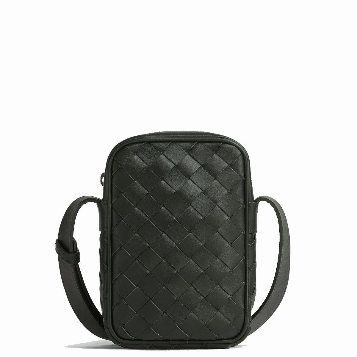 Intrecciato Zip Phone Crossbody, Dark Green