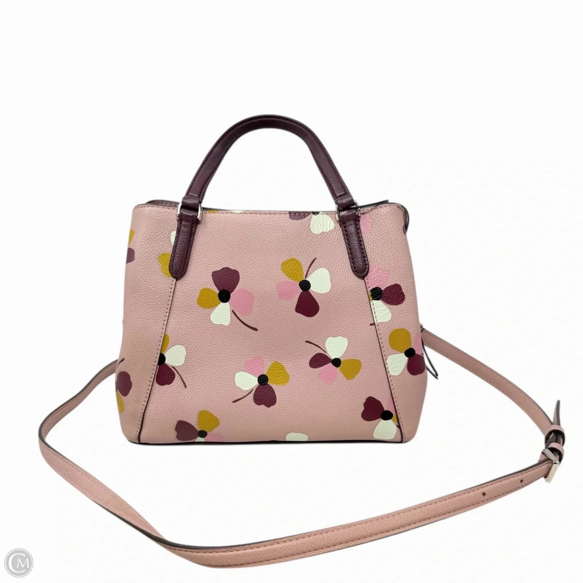 Jackson Dusk Buds Pink Medium Triple Compartment Satchel Designer By Kate Spade, Size: Medium